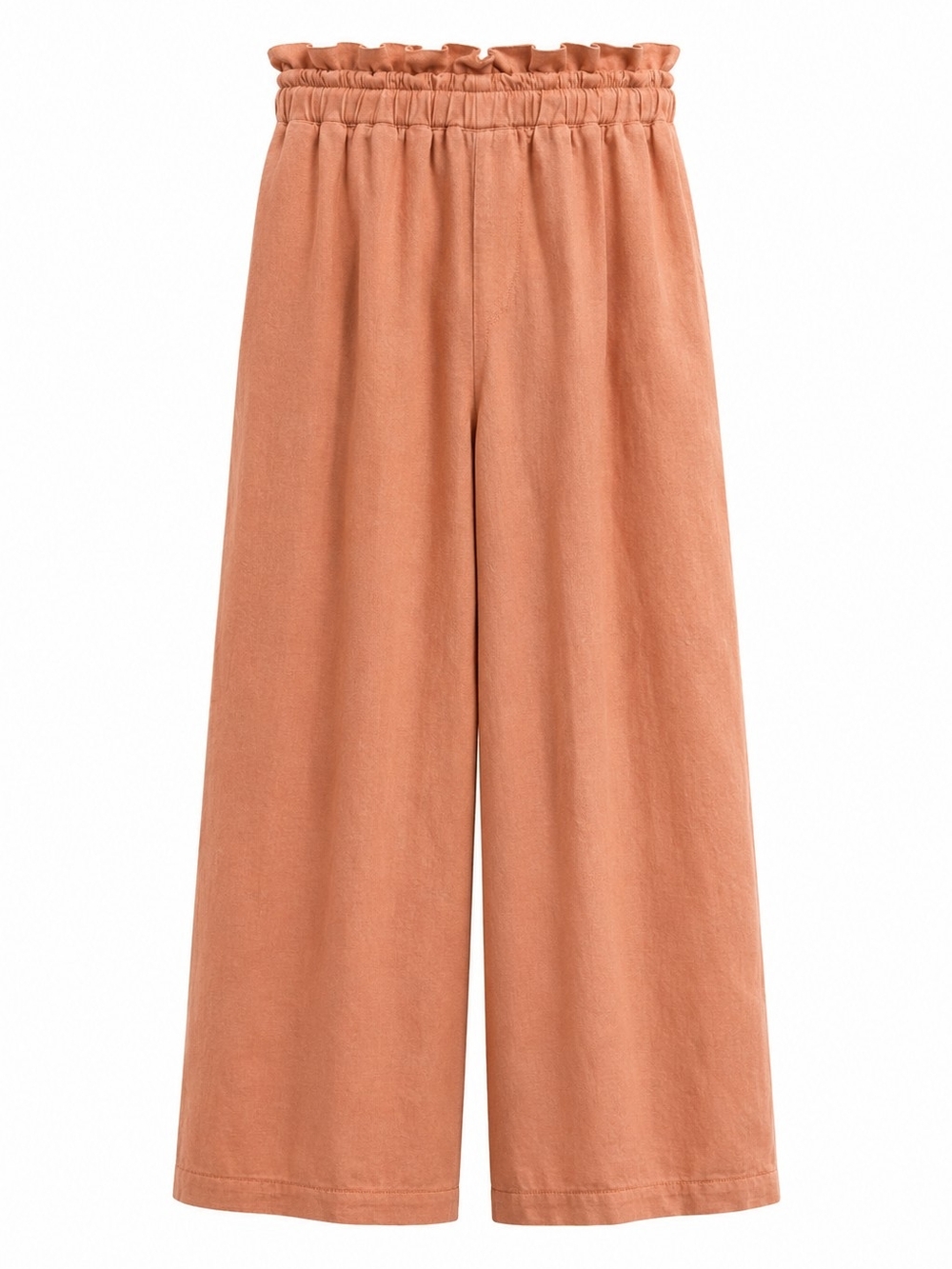 Pilcro Anthropologie Pink Peach Wide Leg Culottes Paperbag Crop Pants L - Picture 2 of 11
